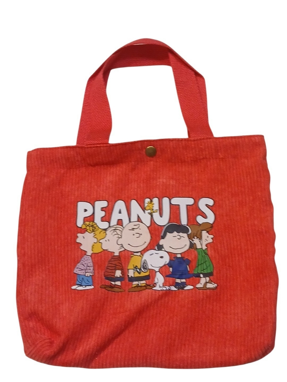 Peanuts -Corduroy ECO Friendly Tote/Hand Bag,The Whole Gang is Here,Inside Pocke